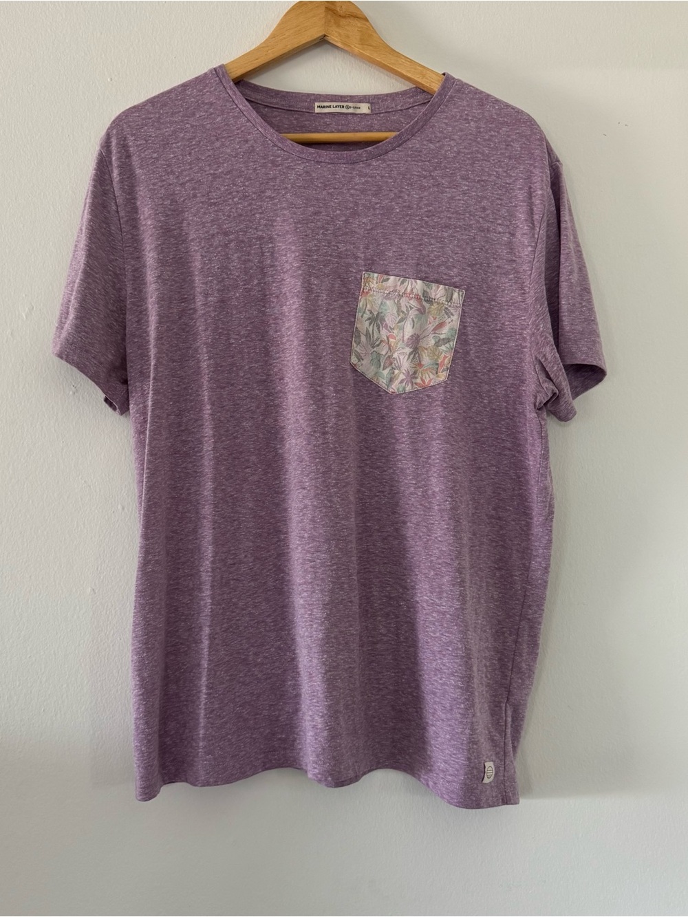 Marine Layer Men's L Signature Pocket T-Shirt Tropical Crew Surfer Beach Texture
